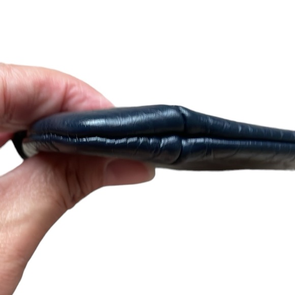 Vintage Davey’s of Worcester Mass. Black Pebbled Real Leather Small Clutch - Picture 8 of 14